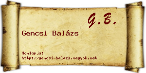 Gencsi Balázs névjegykártya